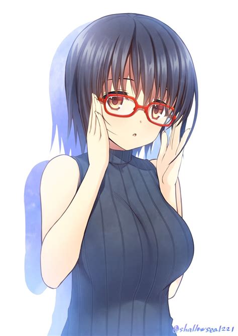 asami asami original absurdres highres 1girl o adjusting eyewear bare arms bare