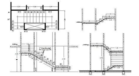 Plan And Elevation Drawings Details Of Staircase Construction Dwg