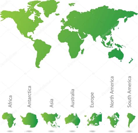 Mapa Ilustrado Del Mundo Con Todos Los Continentes — Vector De Stock