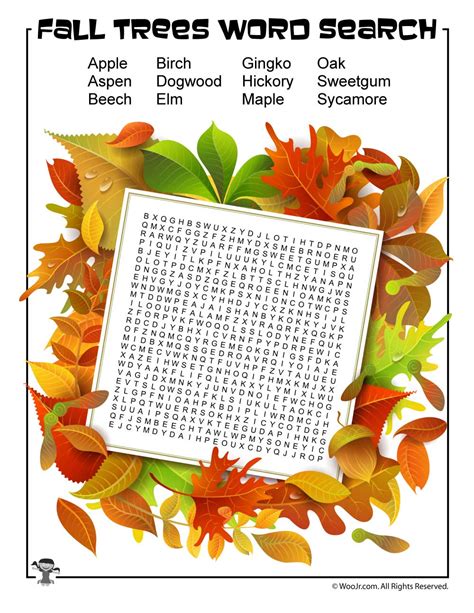 Fall Trees Word Search Woo Jr Kids Activities