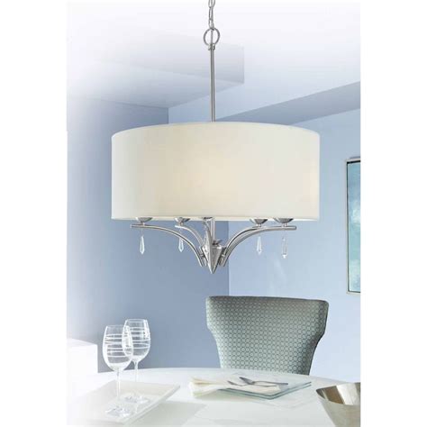 Shop Style Selections 23 In W Brushed Nickel Pendant Light With Fabric