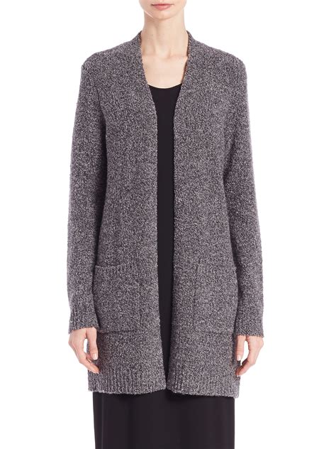 Eileen Fisher Merino Wool Blend Long Cardigan In Gray Lyst