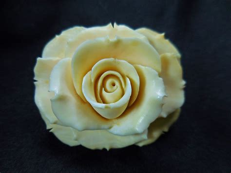 Antique Hand Carved Ivory Rose Brooch