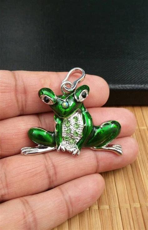 Frog Pendants Green Enamel Frog Charm Diy Bohemian Jewelry Etsy