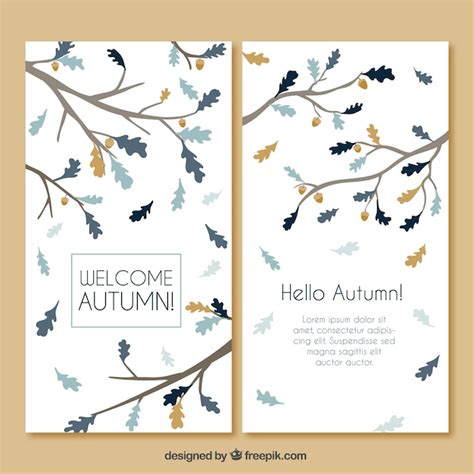 Free Vector Elegant Autumn Card With Hand Drawn Branches