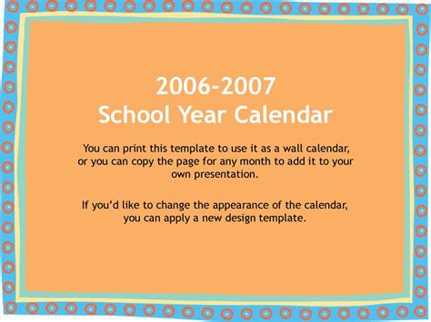 School Year Calendar You Can Print This Template To Use It As A Wall