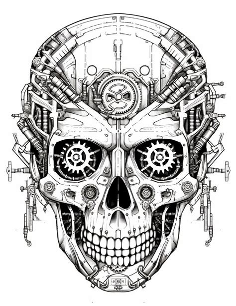 Steampunk Skull Series 46 50 Coloring Pages 8x11 Etsy In 2024