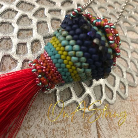 Beaded Red Tassel Necklace Long Statement Necklace For Women Unique