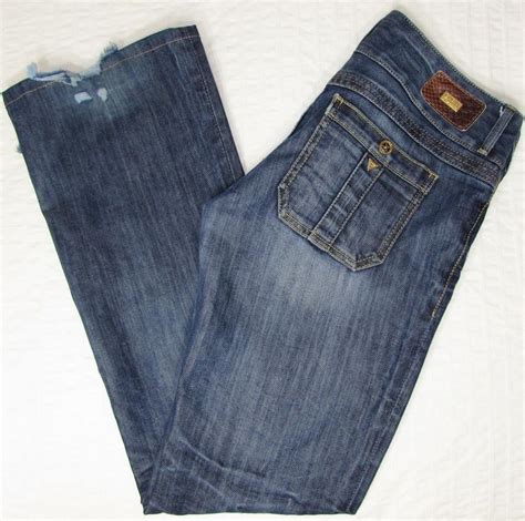 Women Premium Guess Jeans Low Rise Wide Leg Distressed Whisking Sz 30 X