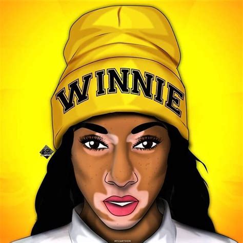 a drawing of a woman wearing a yellow hat with the word winnie on it