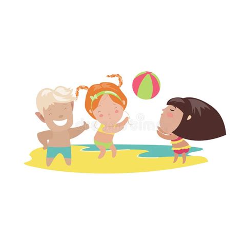 Children Playing Volleyball Stock Vector Illustration Of Vector Game