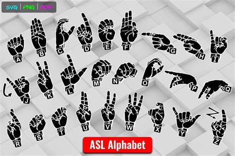 Asl American Sign Language Alphabet Grafica Di Able Lingo · Creative