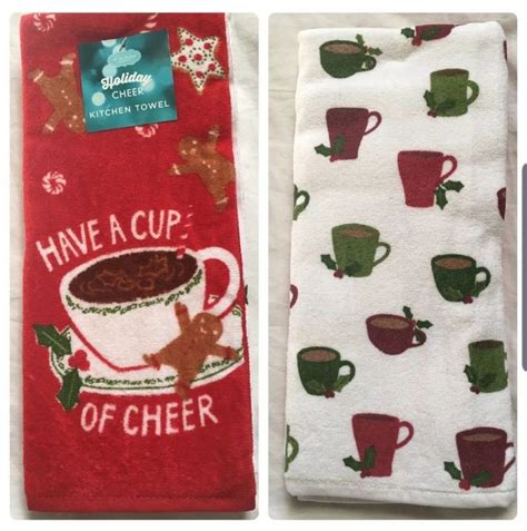 2 Kitchen Hand Towels Holiday Coffee Holiday Kitchen Towel Kitchen