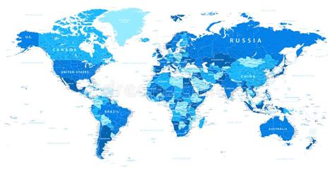 White World Map With Colored Borders Vector Illustration Including