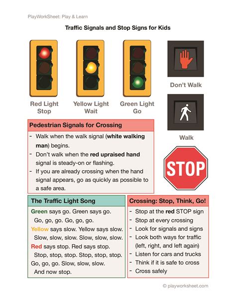 Traffic Signals Worksheet For Kids