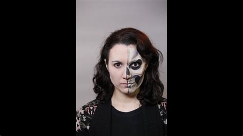 How To Create A Half Face Skull Face Paint Design Youtube
