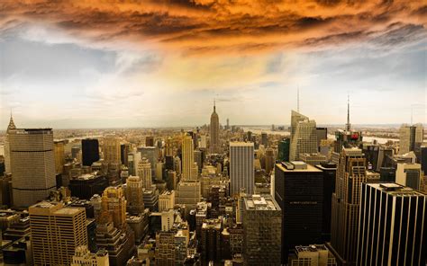 Manhattan New York Buildings Skyscrapers Panorama Wallpapers Hd