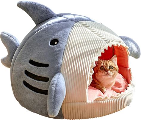 Qwinee Cat Mat Shark Shaped Kennel Kitten Bed Hideout