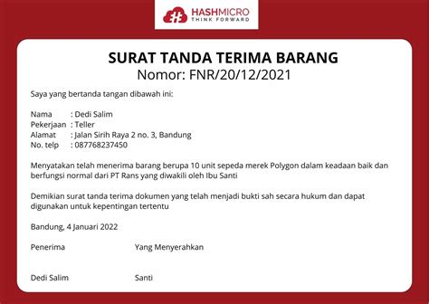 Contoh Tanda Terima Yang Baik Dan Benar Cara Buat Surat Riset Riset