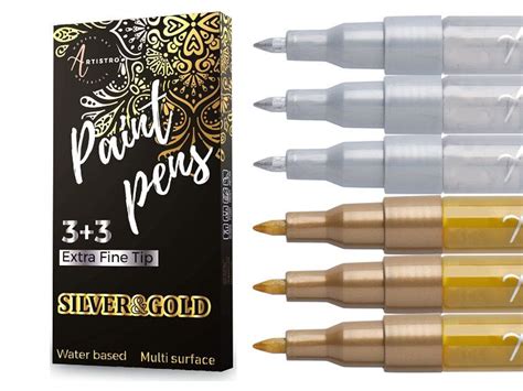 Stunning Metallic Effect 6 Pack Aristros 3 Gold And 3 Silver Paint