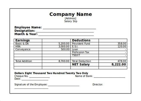 Payslip Template Word Document South Africa Pdf Template