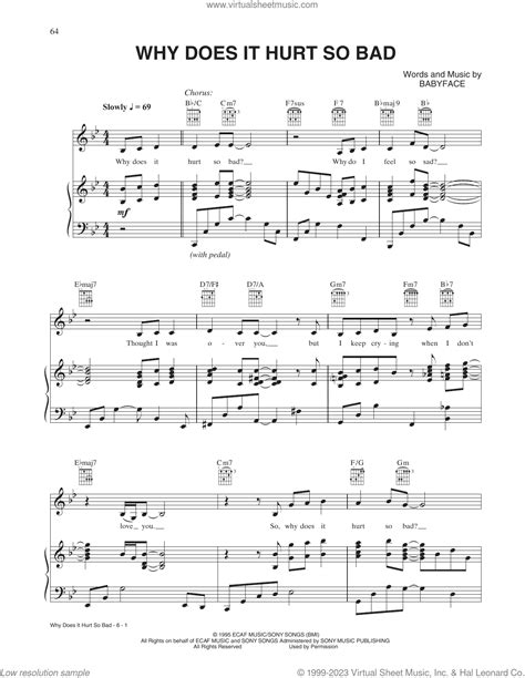 Why Does It Hurt So Bad Sheet Music For Voice Piano Or Guitar