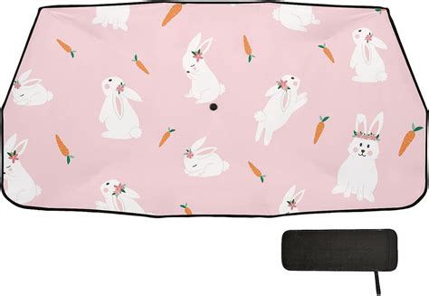 Easter Bunnies With Carrots Car Windshield Sun Shade Umbrella Foldable