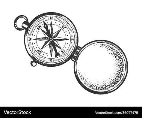 Vintage Compass Sketch Royalty Free Vector Image