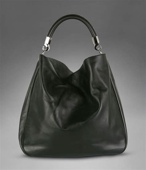 Large Ysl Roady In Black Polished Leather Womens Hobo Leather Handbag