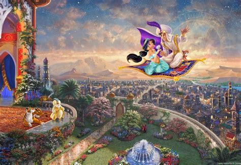 Thomas Kinkade Disney Aladdin And Jasmine With Images Thomas