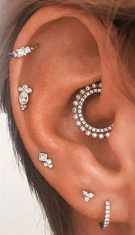 Cute Multiple Ear Piercing Ideas For Cartilage Helix Daith Jewelry