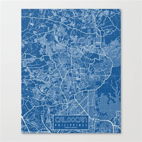 Caloocan City Map Of The Philippines Blueprint Canvas Print By Demap