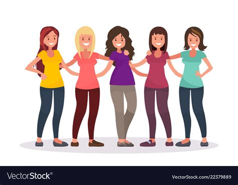 Female Friendship Group Of Women Are Hugging Vector Image