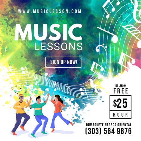 Colorful Private Music Lessons Class Ad Templ Template Postermywall