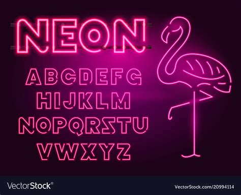 80 S Purple Neon Retro Font And Flamingo Vector Image