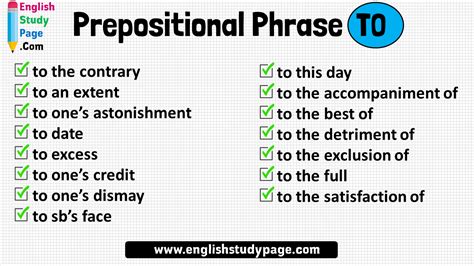 A prepositional phrase can be easily determined as follow: 15 Prepositional Phrase TO Examples
