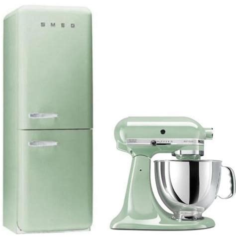 Mint green kitchen accessories or mint green kitchen decor items are perfect for a mint color themed kitchen. Pale Green Smeg Refrigerator | Kitchen aid mixer, Vintage ...