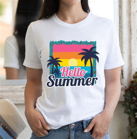 Hello Summer T Shirt Sommer Tee Retro Shirt Sommerzeit Etsy