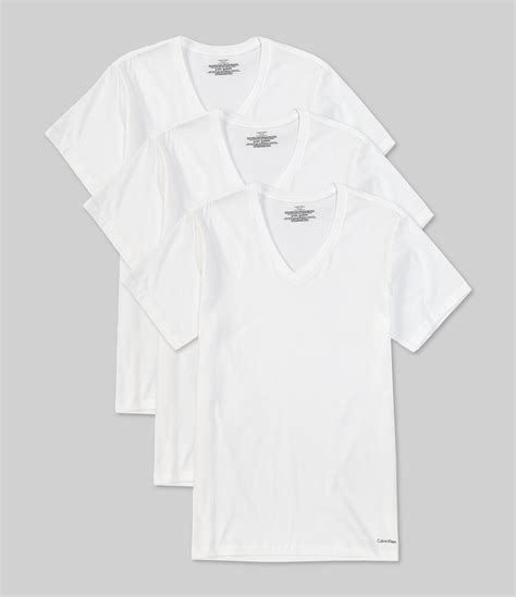 Calvin Klein Cotton Classic Solid V Neck T Shirts 3 Pack Dillards