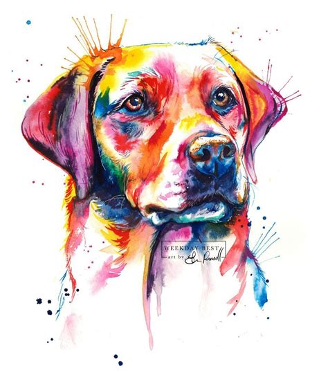 Yellow Lab 2 Watercolor Print Labrador Retriever Art Dog