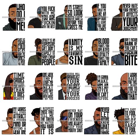 Bundle 20 Afro Black Man Life Quotes Half Face Men Melanin African Ame