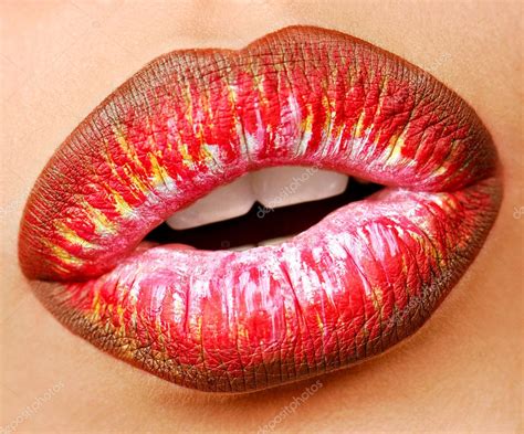 Multi Colored Lipstick Close Up Lips — Stock Photo © Valuavitaly 1488083