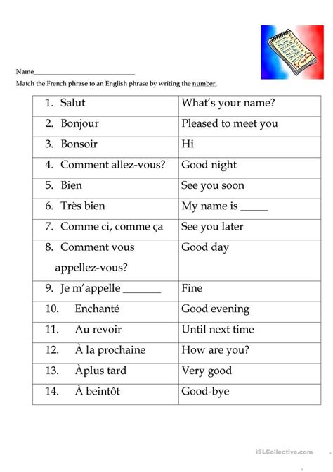 Free Printable French Worksheets For Grade 4 Forms Worksheets Diagrams