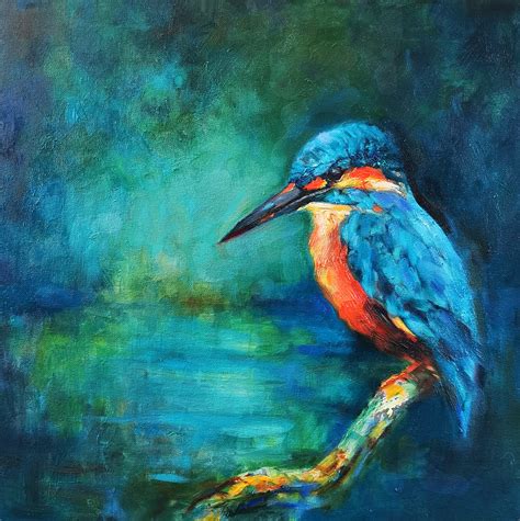 ‘river Patrol 50 X 50 Cm Oil On Canvas Sue Gardner 2020 Sold Bird