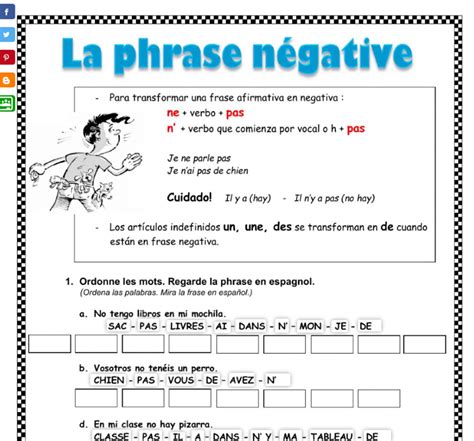 En Français Svp 1 3 3 1º Eso UnitÉ 3 La Négation