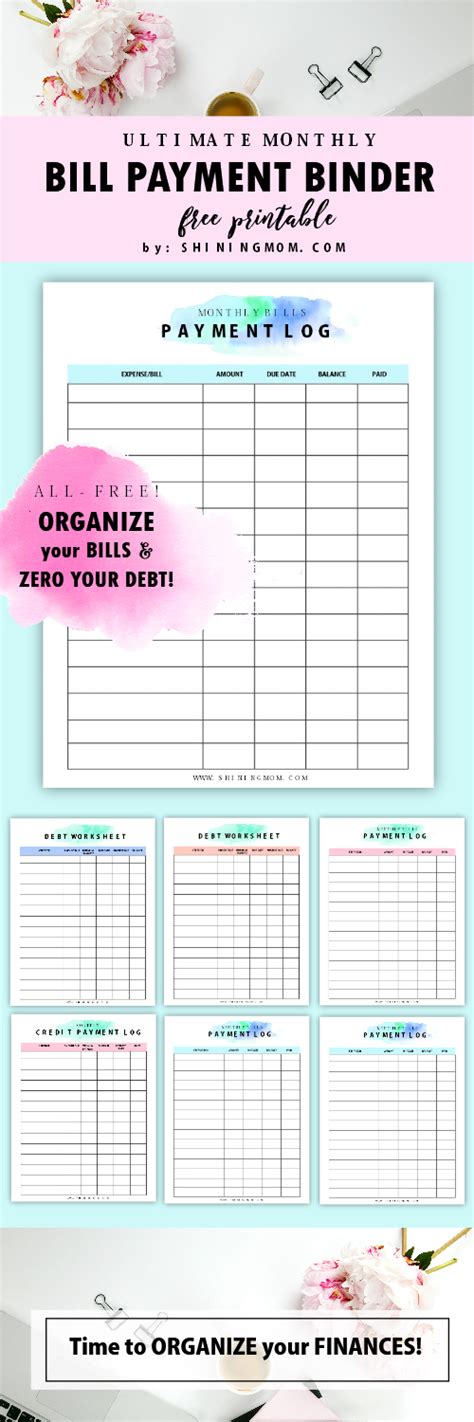 Organizer Free Printable Monthly Bill Payment Log