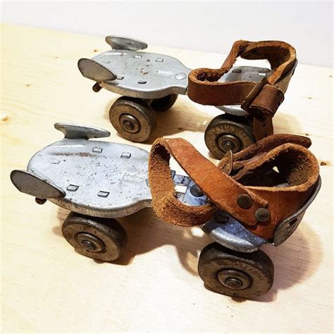 Vintage 1950s Dominion Steel Roller Skates With Leather Straps Etsy