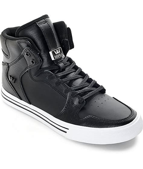 Supra Vaider Classic Black Leather Skate Shoes Zumiez