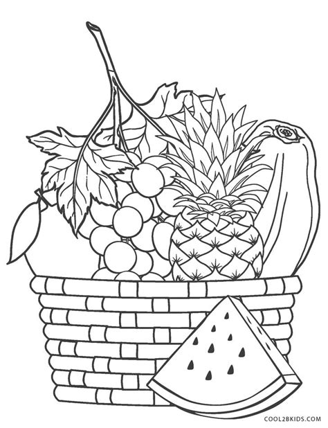 How to draw hot air balloon in clouds coloring pag. Free Printable Fruit Coloring Pages for Kids