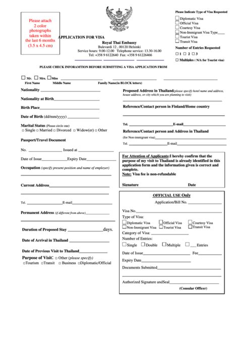 Top Thai Visa Application Form Templates Free To Download In PDF Format